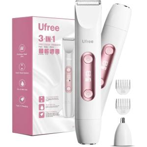 image:imageUfree Bikini Trimmer Electric Razors for Women Dual Head Pubic Body Hair Trimmer Electric Shaver for Face Legs Arm Rechargeable Lady Shaver Waterproof Summer Grooming KitWhite