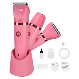 image:imageUfree Bikini Trimmer Electric Razors for Women Rechargeable Pubic Hair Trimmer Electric Shaver for Legs Body Hair Bikini Shaver IPX7 Waterproof Rose RedRose Red