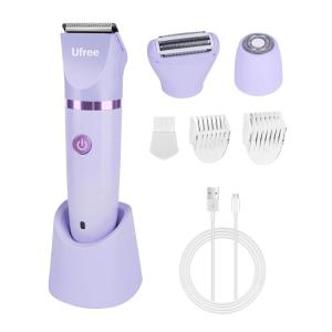 image:imageUfree Bikini Trimmer Electric Razors for Women Rechargeable Pubic Hair Trimmer Electric Shaver for Legs Body Hair Bikini Shaver IPX7 Waterproof Rose RedPurple
