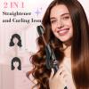 image:imageUfree 3 in 1 Curling Iron Curling Wand Set with Thermal Brush Flat Iron Hair Straightener Dual Voltage Wand Curler Instant Heat Up Hair Curler Include Protective Glove 2 Clips Gifts for Women