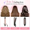 image:imageUfree 3 in 1 Curling Iron Curling Wand Set with Thermal Brush Flat Iron Hair Straightener Dual Voltage Wand Curler Instant Heat Up Hair Curler Include Protective Glove 2 Clips Gifts for Women
