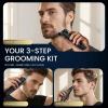 image:imageUfree 3in1 Beard Trimmer Kit Mens Electric Shaver Razor for Mustache Body Nose Facial Hair Professional Hair Trimmer Rechargeable Clippers Waterproof Beard Grooming Birthday Gifts for MenBlack