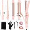 image:imageUfree 5 in 1 Curling Iron with Interchangeable Ceramic Barrels 035125 Curling Wand Set with Flat Iron Hair Straightener Instant Heat Up Dual Voltage Hair Curler Gifts for WomenPink