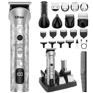 image:imageUfree Beard Trimmer for Men 7 in 1 Electric Shavers Razor Cordless Hair Trimmer Mens Grooming Kit for Body Hair Nose Face amp Mustache Birthday Gifts for Men Husband FatherSilver
