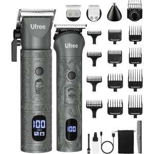 image:imageUfree Beard Trimmer for Men with Hair Trimmer Professional Hair Clippers and Trimmers Cordless Electric Razor Mens Grooming Kit for Nose Face Hair Gifts for Men Husband FatherGray