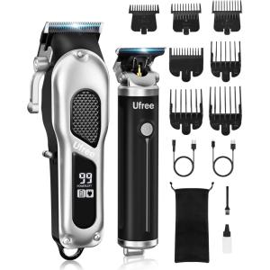 image:imageUfree Hair Clippers for Men Clippers and Trimmers Set Cordless Barber Clippers Grooming Kit Gifts for MenBlack Silver