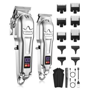 image:imageUfree Hair Clippers for Men Professional Barber Clippers and Trimmers Set Cordless Hair Clippers for Hair Cutting Kit with LED Display Electric Hair Trimmer Gifts for Men SilverSilver