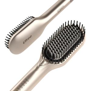 image:imageUfree Upgraded Hair Straightener Brush 5 Temps Straightening Brush with Ionic Tech Cool Air System Dense Bristles Dual Voltage Ceramic Hot Comb Women Gifts