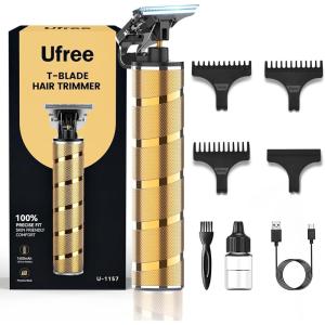 image:imageUfree Mens Beard Trimmer Zero Gapped T Blade Liners Cordless Hair Clippers Electric Razor Shavers for Men Grooming Kit for Hair Cutting Gifts for MenBlackGold